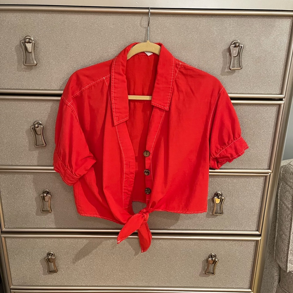 Red Zara crop top